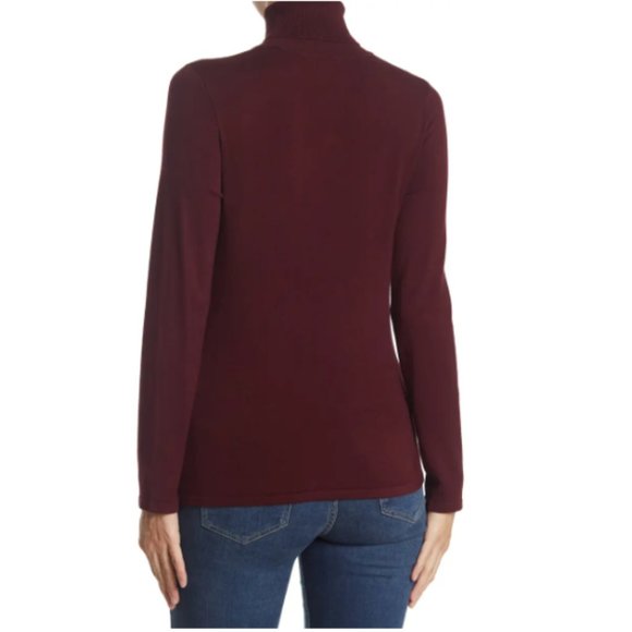 T Tahari Long Sleeve Turtleneck Sweater Size L Burgundy Wine Grape - Picture 9 of 9